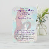 Unicorn Engagement Party Invitation Dragon Red Kaart (Staand voorkant)