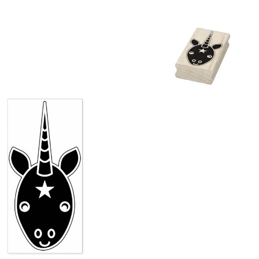 unicorn face art stamp rubberstempel (Gestempeld)