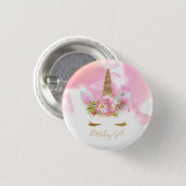 Unicorn Face Birthday Badge Ronde Button 3,2 Cm (Voorkant /achterkant)