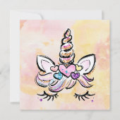 Unicorn Face Birthday Kaart (Voorkant)