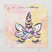 Unicorn Face Birthday Kaart (Voorkant / Achterkant)