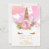 Unicorn Face Birthday Uitnodiging (Voorkant)