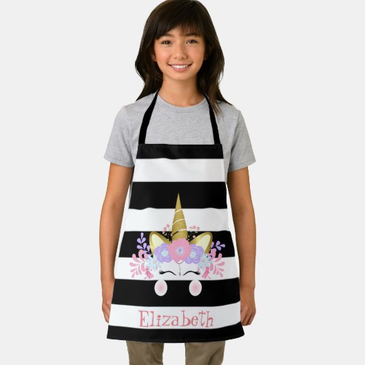 Unicorn Face Black Stripes - Gepersonaliseerd Schort (Insitu)