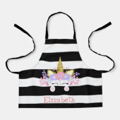Unicorn Face Black Stripes - Gepersonaliseerd Schort (Voorkant)