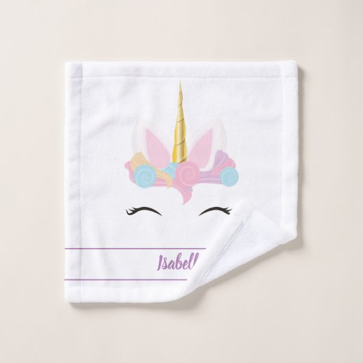 Unicorn Face Cute Pattern Persoonlijke Kinderen Bad Handdoek (Wasdoekje)