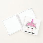 Unicorn Face en Flowers Sketchbook Notitieboek (Binnen)