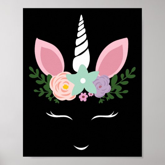 Unicorn Face Eyelashes Halloween Costume With Flow Poster (Voorkant)