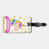 Unicorn Face Faux Gold Glitter Stars | Meisje Bagagelabel (Achterkant horizontaal)