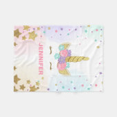 Unicorn Face Fleece Blanket gepersonaliseerd Girl  Deken (Voorkant (Horizontaal))