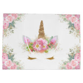Unicorn Face Girl Baby shower Groot Cadeauzakje (Achterkant)