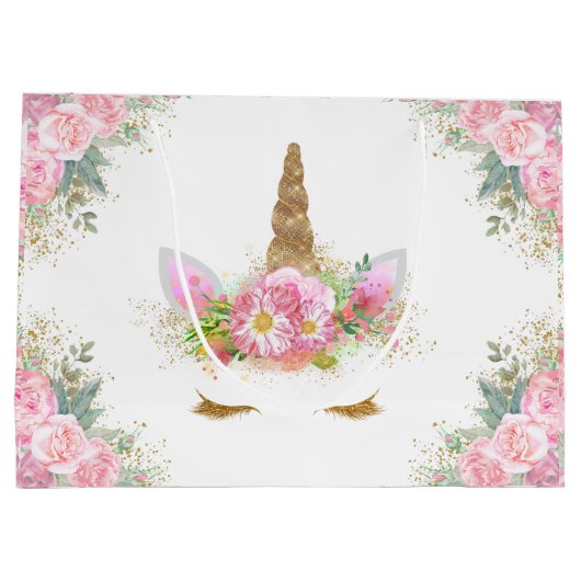 Unicorn Face Girl Baby shower Groot Cadeauzakje (Achterkant)