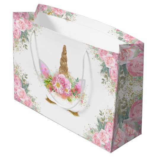 Unicorn Face Girl Baby shower Groot Cadeauzakje (Achterkant Gekanteld)