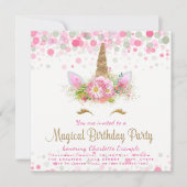 Unicorn Face Girls Verjaardagsfeestje Uitnodiginge Kaart (Voorkant)