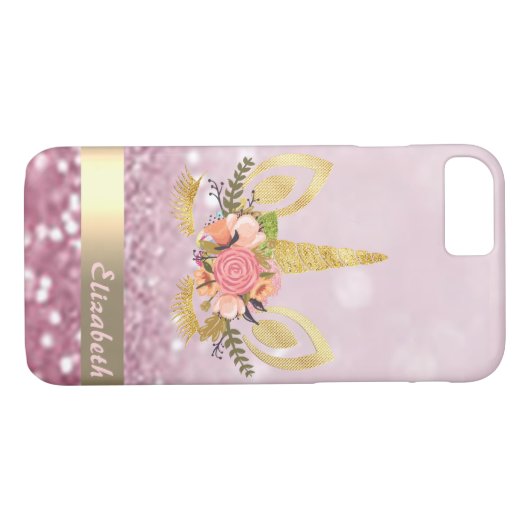 Unicorn Face Glitter Bokeh - Gepersonaliseerd Case-Mate iPhone Case (Achterkant (Horizontaal))