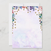 Unicorn Face Glitter Floral Birthday Invitation Kaart (Achterkant)