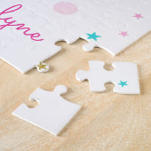 Unicorn Face Gold Glitter Stars Persoonlijke naam Legpuzzel (Zijkant)