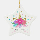 Unicorn Face Merry kerst Glitter Keramisch Ornament (Voorkant)