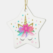 Unicorn Face Merry kerst Glitter Keramisch Ornament (Links)