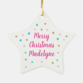 Unicorn Face Merry kerst Glitter Keramisch Ornament (Achterkant)