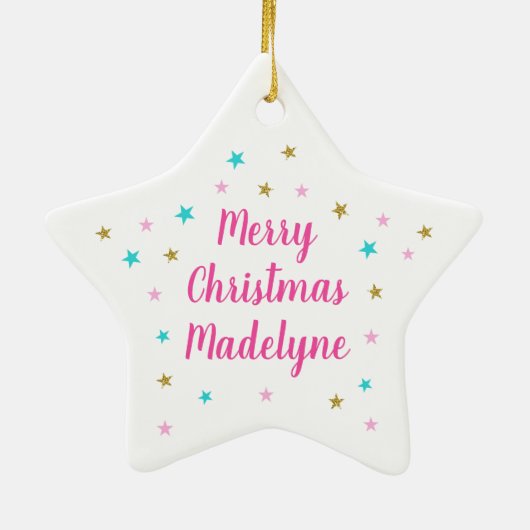 Unicorn Face Merry kerst Glitter Keramisch Ornament (Achterkant)