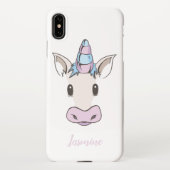 Unicorn Face met Jouw naam iPhone Hoesje (Achterkant)