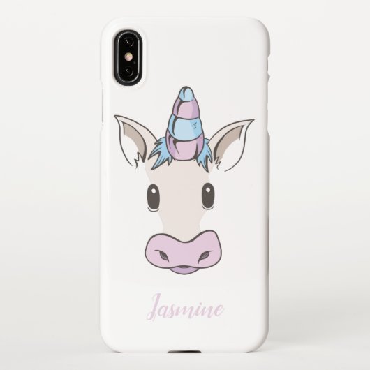 Unicorn Face met Jouw naam iPhone Hoesje (Achterkant)