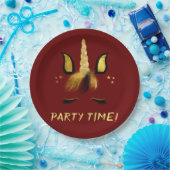 Unicorn Face op Red Papieren Bordje (Feest)