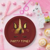 Unicorn Face op Red Papieren Bordje (Feest)
