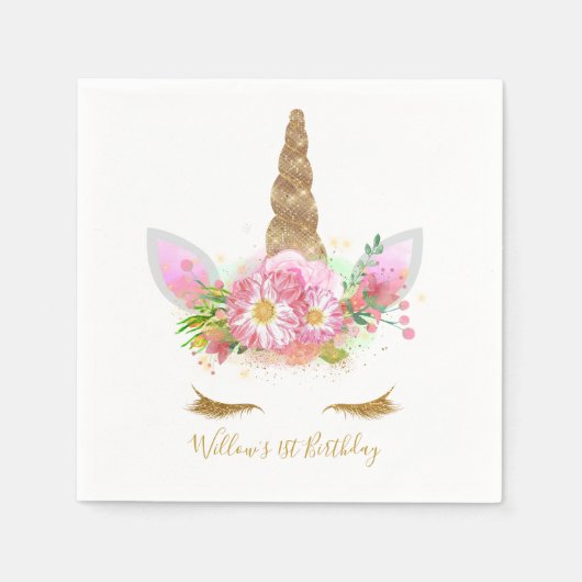 Unicorn Face Paper Napkin Servetten (Voorkant)