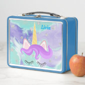 Unicorn face Persoonlijke metalen lunchbox (In situ)
