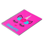 Unicorn Face Pink en Aqua| Aangepaste naam Notitieboek (Linkerzijde)