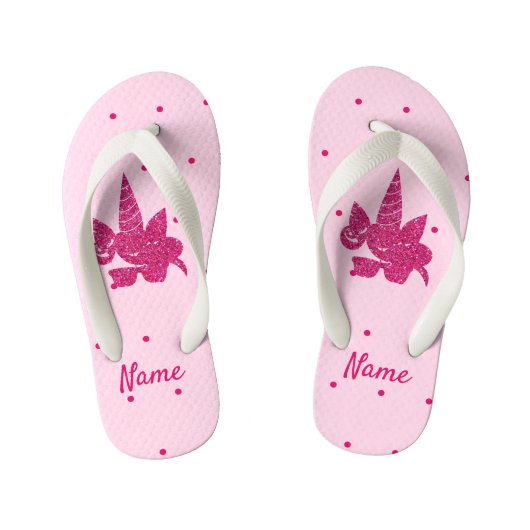 Unicorn Face Pink Glitter Girly Kinder Teenslippers (Voetbed)
