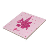 Unicorn Face Pink Glitter Girly Kinder Tegeltje (Zijkant)