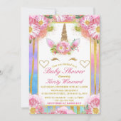 Unicorn Face Pink Gold Baby shower Uitnodiging (Voorkant)