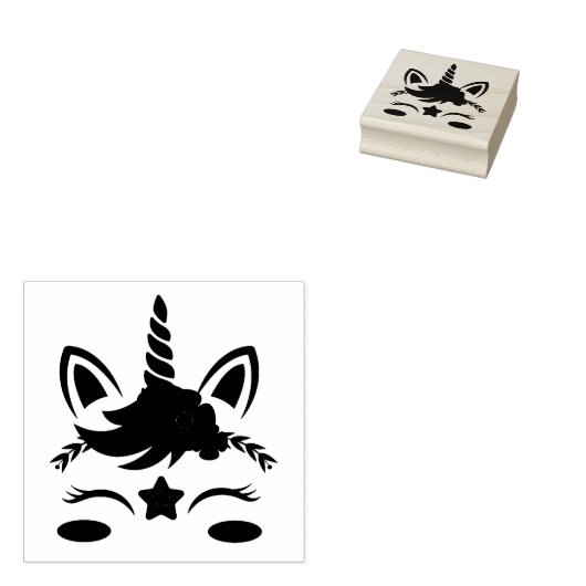 Unicorn Face Rubberstempel (Gestempeld)