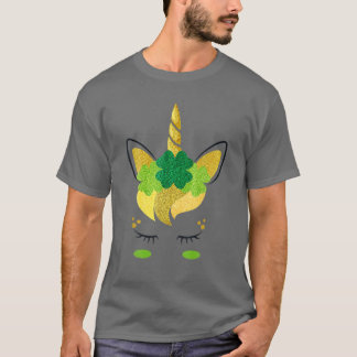 Unicorn Face St Patrick's Day Irish Girls Kinder T-shirt