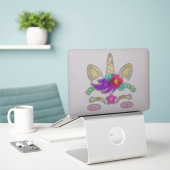 Unicorn Face Sticker (Laptop op bureau)
