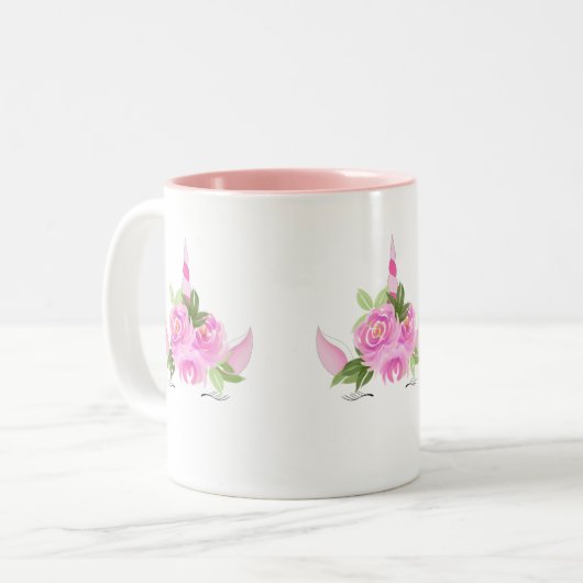 Unicorn Face Tweekleurige Koffiemok (Voorkant links)