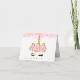 Unicorn Face Unicorn Thank You Cards Bedankkaart