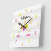 Unicorn Face Vierkante Klok (Hoek)