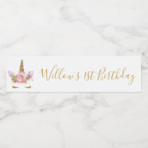 Unicorn Face Water Fles Lable