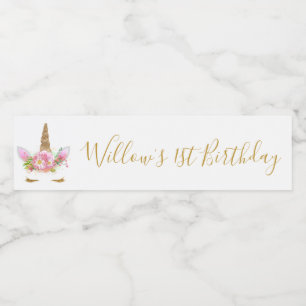 Unicorn Face Water Fles Lable Waterfles Etiket