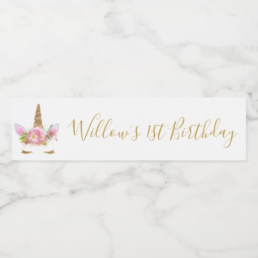 Unicorn Face Water Fles Lable Waterfles Etiket (Enkel label)