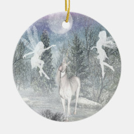 Unicorn Fae magie Kerstmis Keramisch Ornament