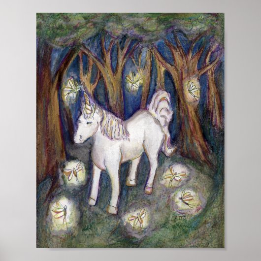 Unicorn Fairies Enchanted Forest Poster Art Print (Voorkant)