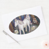 Unicorn & Fairies Forest Art - Aangepaste decollet Ovale Sticker (Envelop)