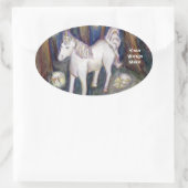 Unicorn & Fairies Forest Art - Aangepaste decollet Ovale Sticker (Tas)