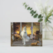 Unicorn Fairy Fantasy Hertenlandschap Briefkaart (Staand voorkant)