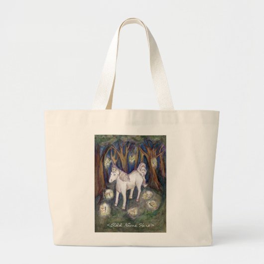 Unicorn Fairy gepersonaliseerde naam aangepaste Ca Grote Tote Bag (Voorkant)