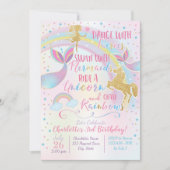 Unicorn Fairy Mermaid Birthday Magical Invitation Kaart (Voorkant)
